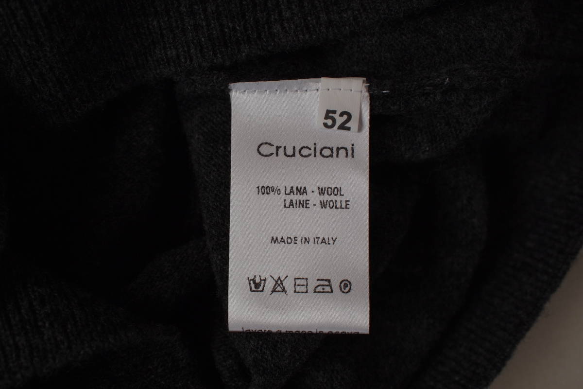 新品タグ付 イタリア製 CRUCIANI 最高級カシミアタッチ ウール ニット クルーネック セーター チャコールグレー系 52(XL相当) ZANONE好きに