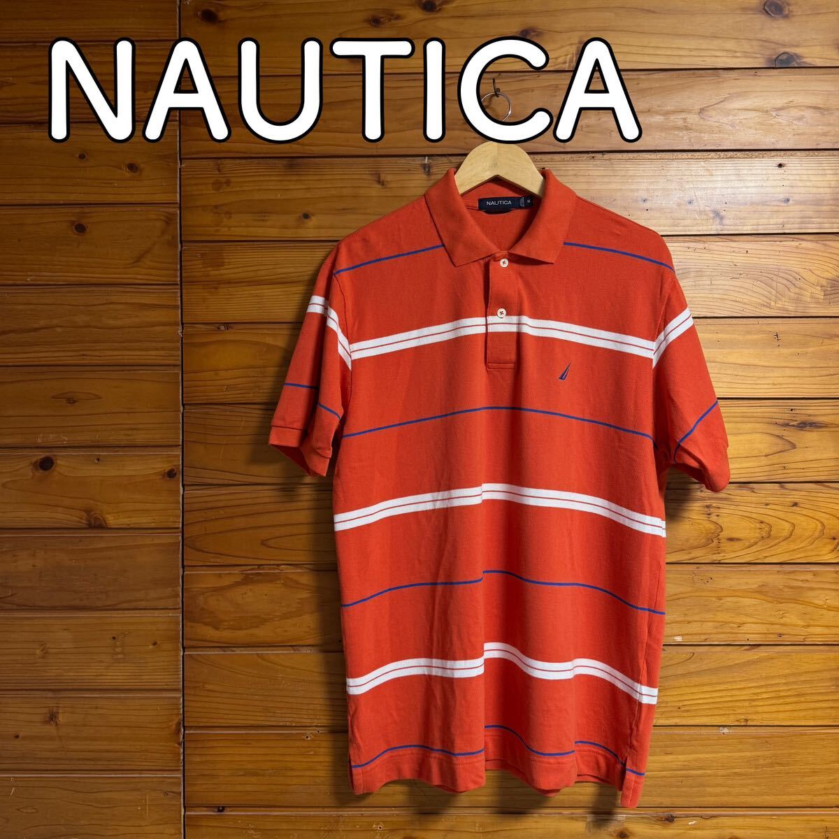 NAUTICA ポロシャツ オレンジ　ボーダー_画像1