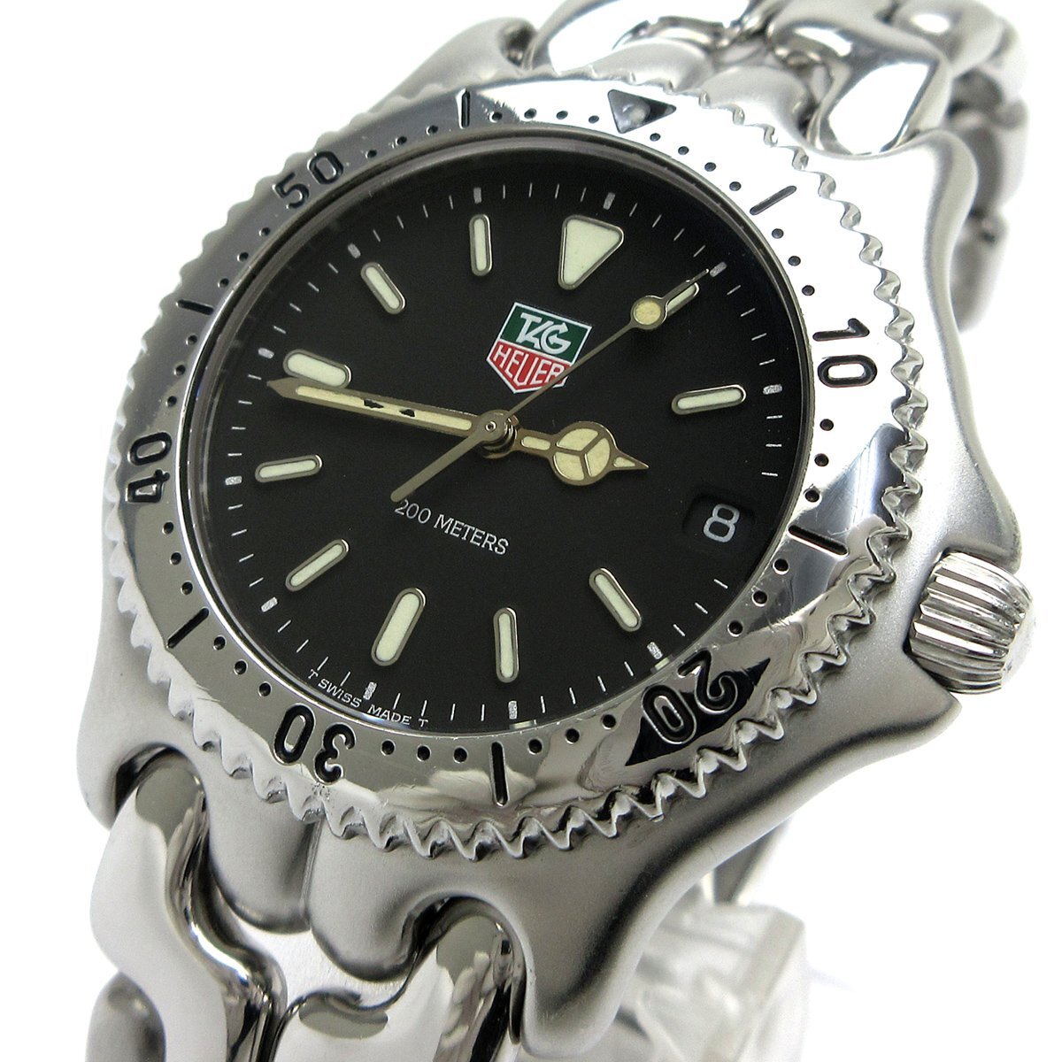 1 jpy TAG Heuer Sel Professional 200 men's silver black face S99.306 clock TAG Heuer quartz 