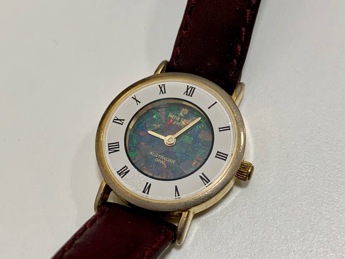 MS227H Pierre Cardin ピエール カルダン オパール文字盤 CS0107 クォーツ腕時計 ゴールドカラー 2針 現状不動品_画像1