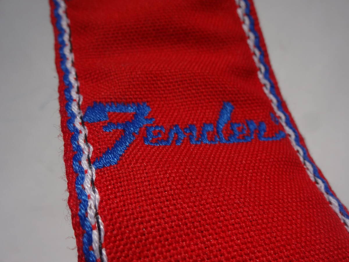 70´S Fender width Logo Vintage guitar strap Brown leather red red [ free shipping ]