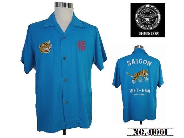 【送料無料 35%OFF】HOUSTON ヒューストン 刺繍スーベニアシャツ 「VIETNAM」柄 NO.41001 TURQUOISE_Mサイズの画像3