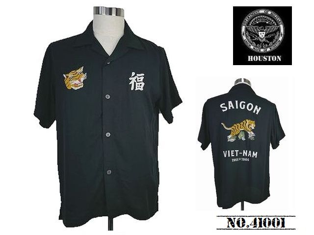 【送料無料 35%OFF】HOUSTON ヒューストン 刺繍スーベニアシャツ 「VIETNAM」柄 NO.41001 BLACK_Lサイズの画像3