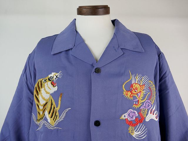 【送料無料 32%OFF 】HOUSTON ヒューストン 刺繍スーベニアシャツ・スカシャツ 「MAP」柄 NO.41069 BLUE_XLサイズ_画像4