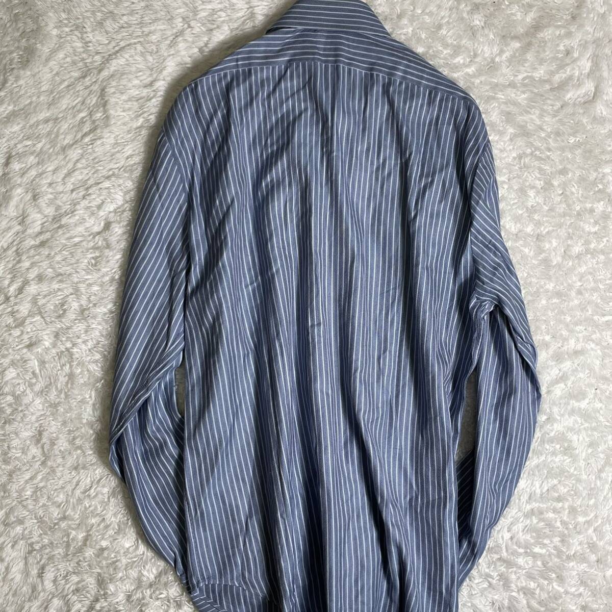 極美品◎アルマーニコレッツォーニ 長袖シャツ ストライプ ボーダー 春夏カラー◎ カジュアル ドレス ビジネス ARMANI COLLEZIONI メンズ M_画像6