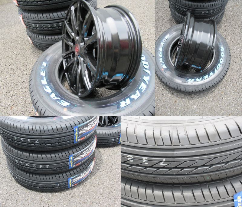 日産E26系、NV350キャラバン用 GOODYEAR ホワイトレターNASCAR + 黒系ホイールSEIN SS 195/80R15 完全車検対応4本SET 送料込価格_画像5