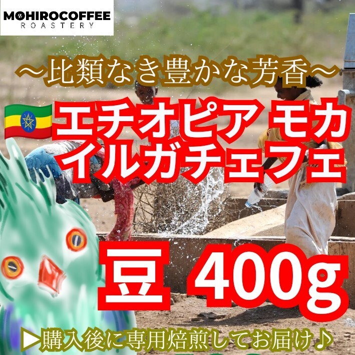 【豆】 モカ イルガチャフェ 生豆時 400g エチオピア コーヒー 珈琲 自家焙煎 コーヒー豆 モカコーヒー_画像1