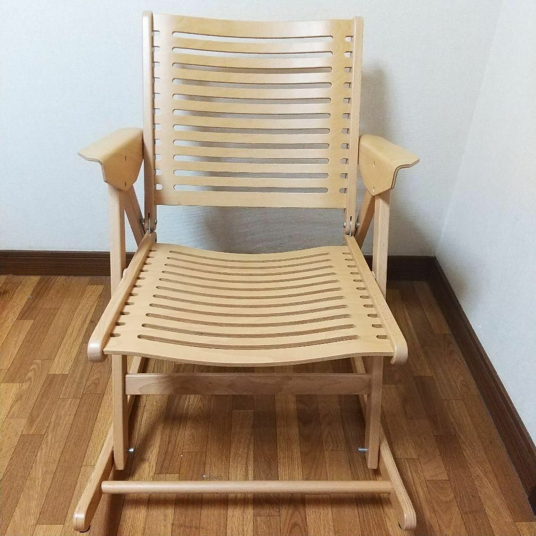 【美品】折り畳み ロッキングチェア 木製 デッキチェア インテリア 椅子 家具_画像3