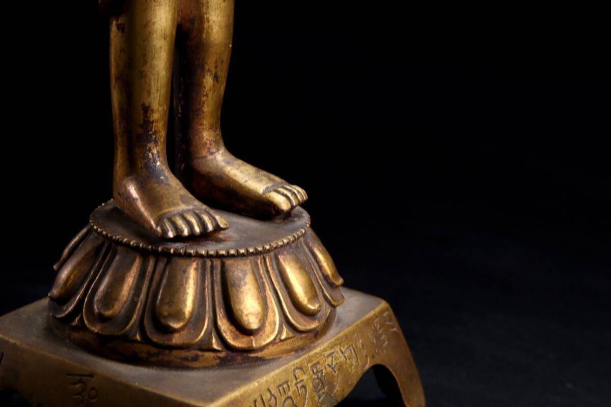 ◆楾◆2 仏教美術 銅製 鍍金チベット仏 26cm 1210g 仏像唐物骨董 [G146]US/24.4廻/FM/(100)_画像5