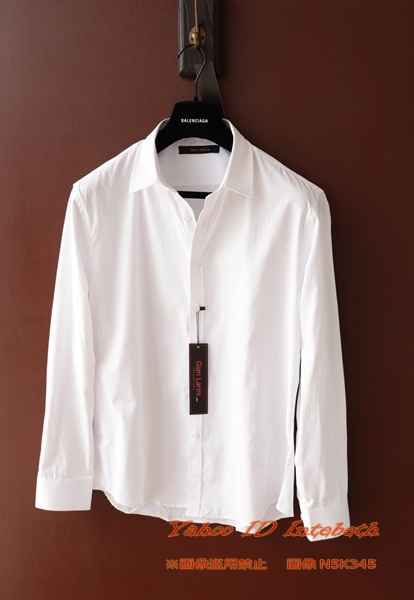 新品■GianLarini カッターシャツ 白 44/XXL メンズ Yシャツ ビジネス 長袖 シャツ シンプル 薄手 紳士 ドレスシャツ ホワイト 高品質 収縮_画像1