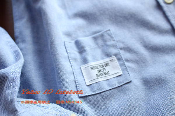 新品■紳士 刺繍 オックスフォード ブルー シャツS~M 青◆メンズ ボタンダウン ワンポイント 長袖 カジュアル バックプリント ビジネス_画像6