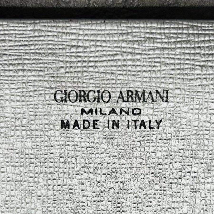 美品/A4可●GIRGIO ARMANI ジョルジオアルマーニ メンズ ビジネス トートバッグ 大容量 肩掛け レザー 本革 シルバー 仕事 通信 書類鞄_画像9