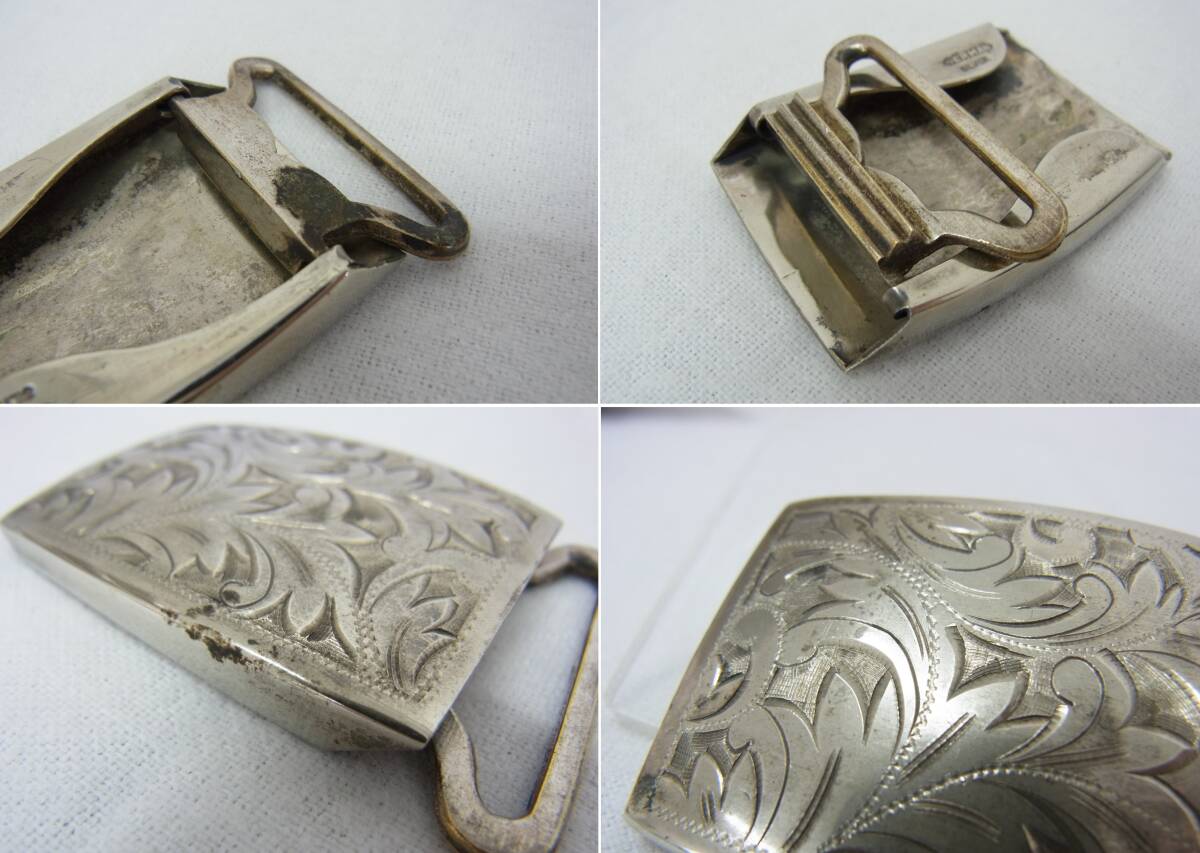  Vintage *GERMAN SILVER engraving buckle * approximately 27g german silver botanikaru belt buckle 60