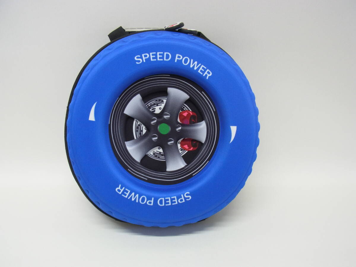 未使用☆タイヤ型 リュック☆SPEED POWER タイヤ 3D 車 CAR 青 ブルー バッグ 子供 キッズ 保管品 80_画像2
