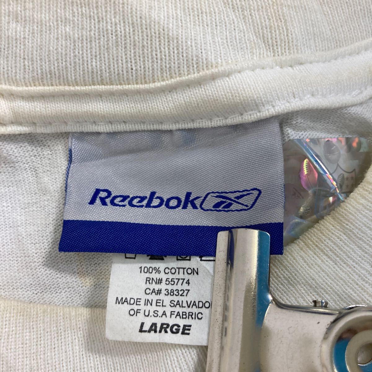 a605-7062 Reebok 半袖 プリント Tシャツ L ホワイト リーボック バックプリント アメフト クルーネック 古着卸 アメリカ仕入_画像10