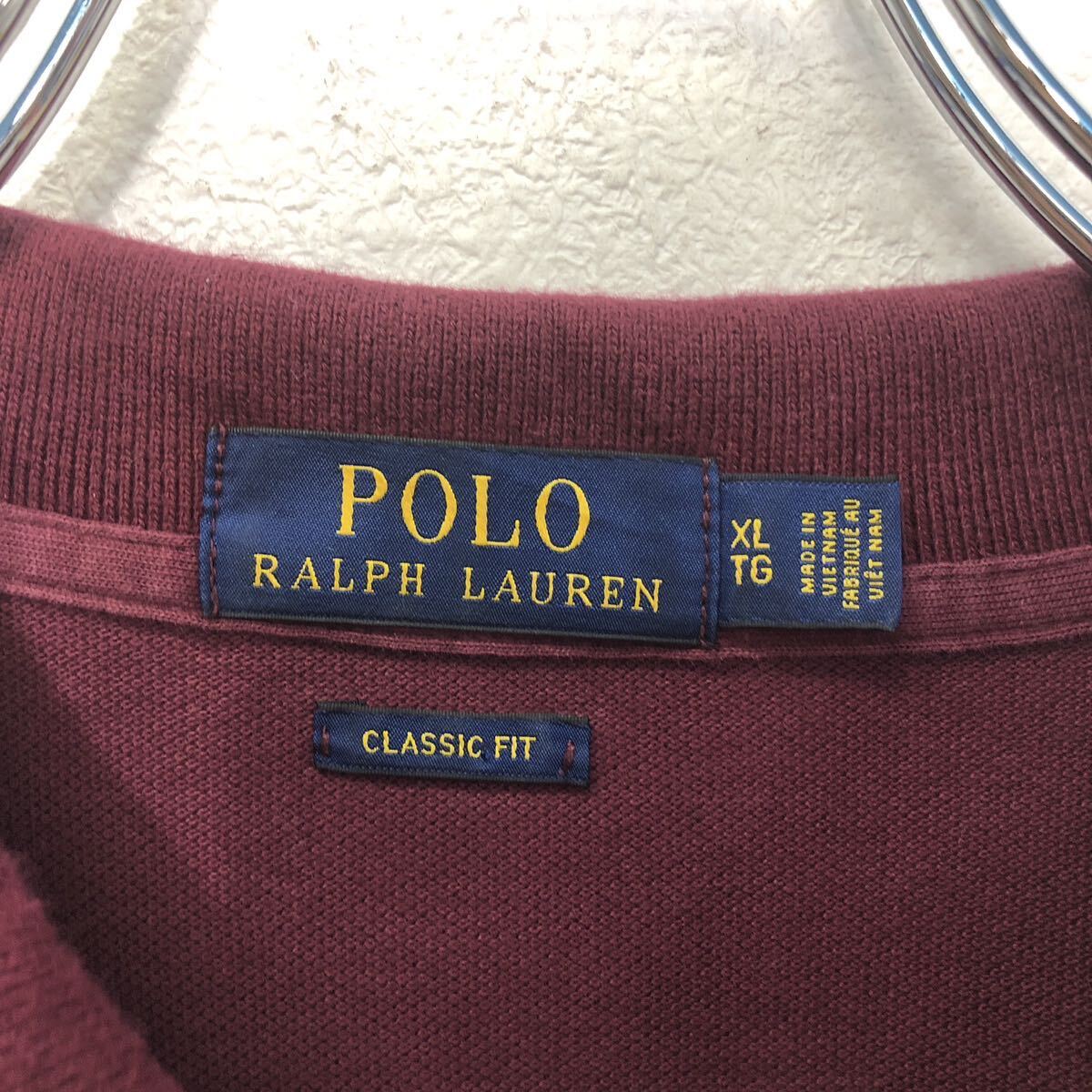 a605-7170 POLO RALPH LAUREN 半袖 無地 ポロシャツ ポロラルフローレン XL ボルドー ビッグサイズ ワンポイントロゴ 古着卸 アメリカ仕入_画像7