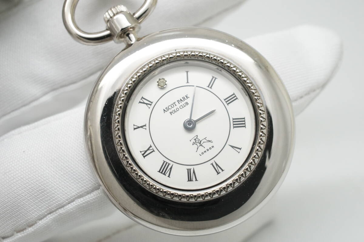 E34* работа хороший прекрасный товар ASCOT PARK POLO CLUB Polo карманные часы SV925 серебряный чистота карман часы серебряный 925 Rome n цифра модный кварц 