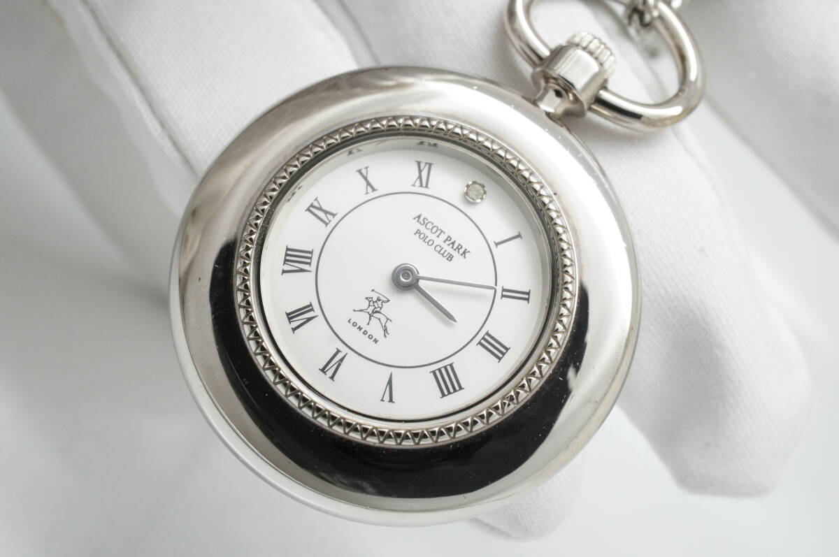 E34* работа хороший прекрасный товар ASCOT PARK POLO CLUB Polo карманные часы SV925 серебряный чистота карман часы серебряный 925 Rome n цифра модный кварц 