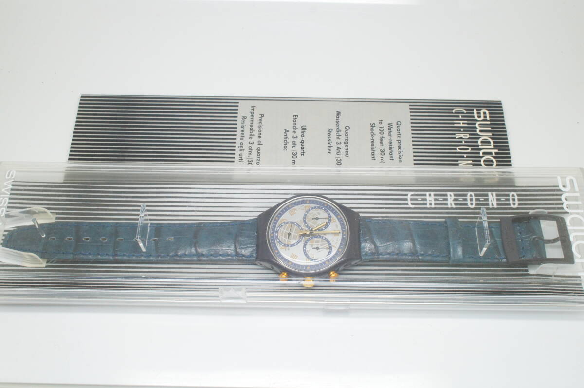 E56●作動良好 箱付 未使用デッドストック Swatch スウォッチ TIMELESS ZONE SCN104 クロノ 1992年 地球儀 メンズ腕時計 お洒落 クォーツ_画像4