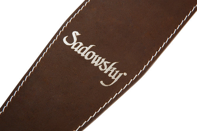 [ новый товар ]Sadowsky(sadou лыжи )/ MetroLine Genuine Leather Bass Strap - Brown, Silver Embossing основа ремешок 