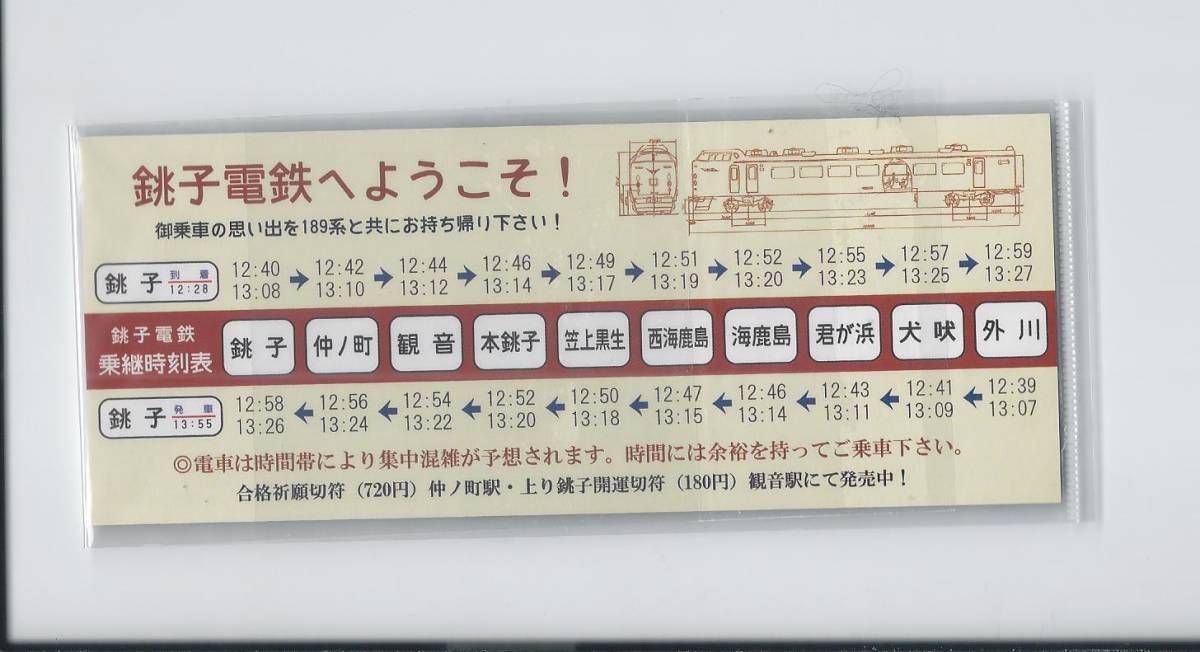 ☆189系運転記念銚子電鉄線一日乗車券弧廻手形☆平成21年_画像2