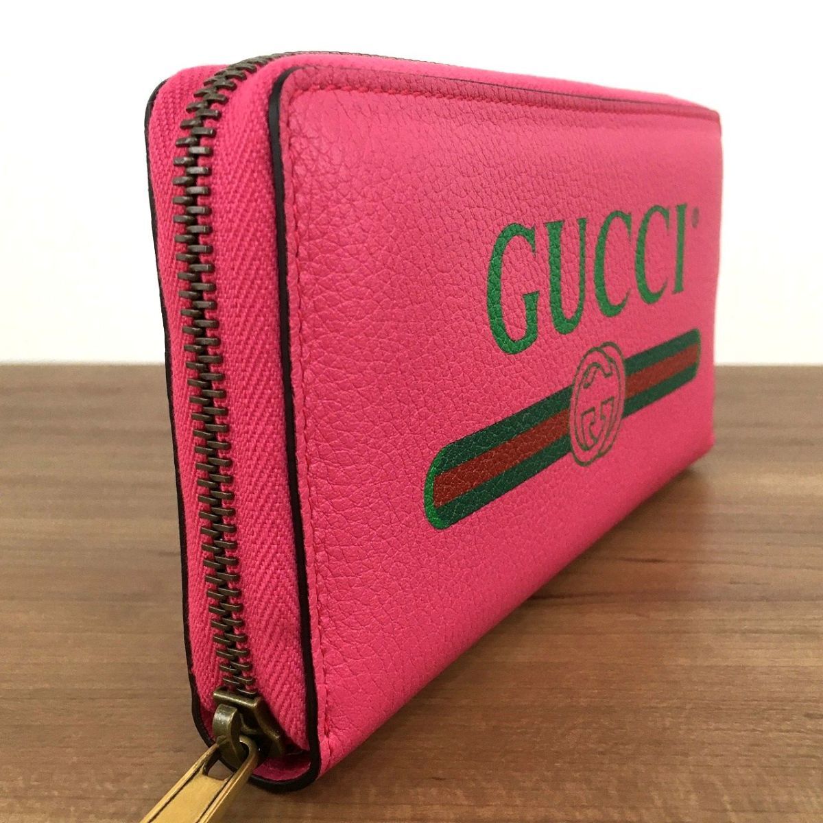 ☆送料無料☆ 未使用品 GUCCI ジップウォレット ピンク レザー 496317 シェリー ギフトにも！ 320_画像6