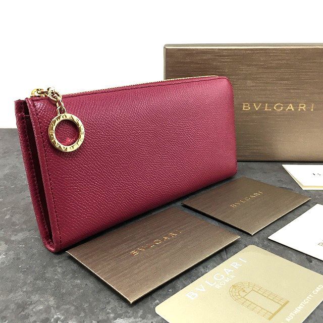 ☆送料無料☆ 極美品 BVLGARI L字ファスナーウォレット 286302 ブルガリブルガリ マゼンダ 354_画像1