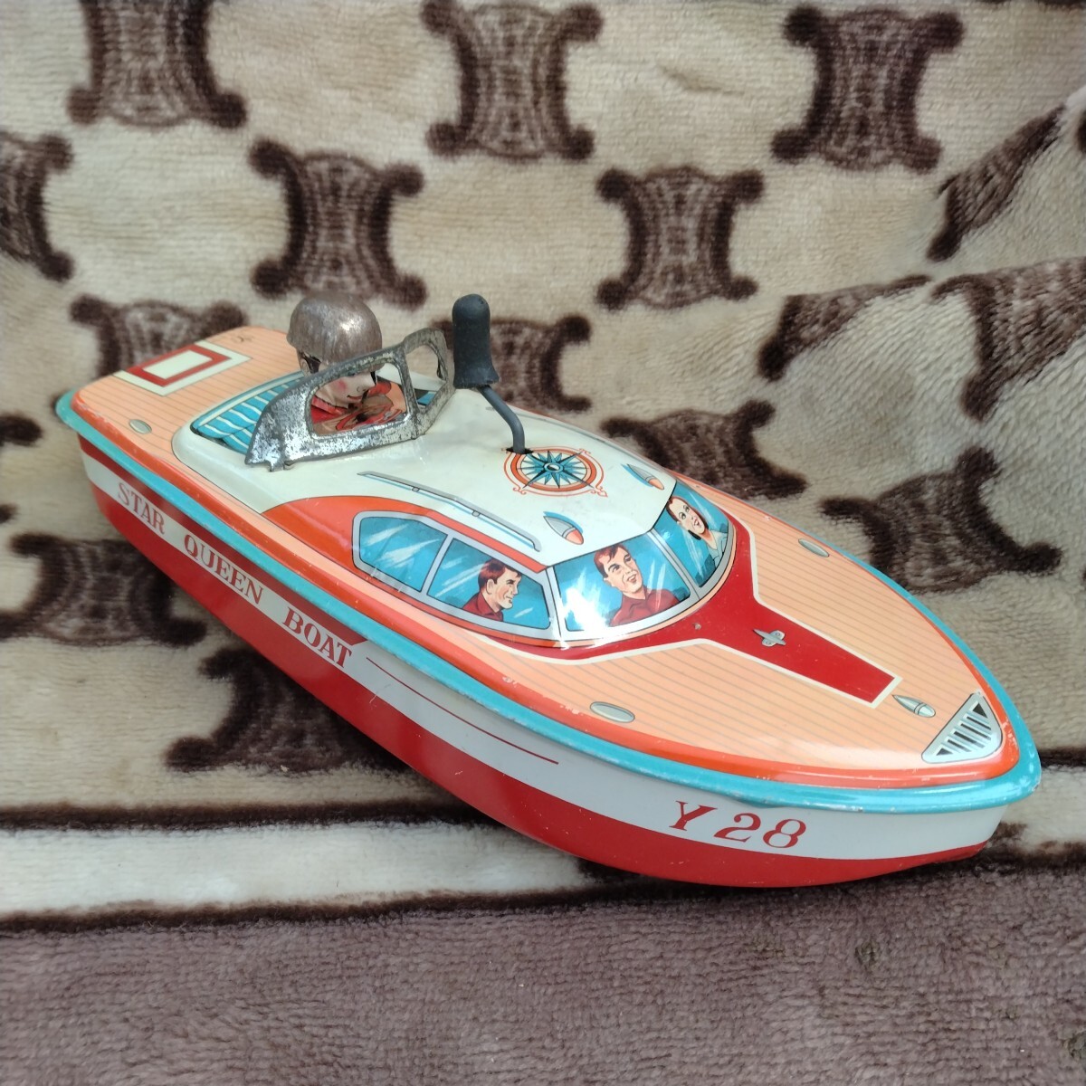 ブリキ　ボート　レトロ　船　当時物　玩具　約２６センチ　日本製　ＳＴＡＲ ＱＵＥＥＮ ＢＯＡＴ おもちゃ_画像2