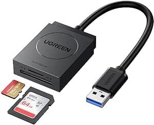 UGREEN カードリーダー USB 3.0 高速 SD TF カードリーダライタ 2スロットカード同時読み書き可_画像1