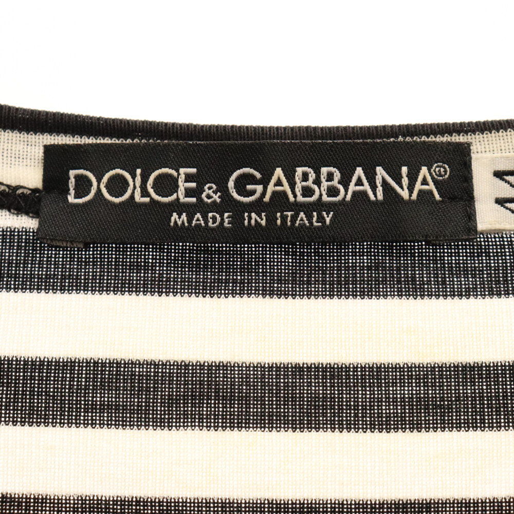 DOLCE & GABBANA ドルチェアンドガッバーナ コットン ボーダー 長袖Tシャツ カットソー ブラック/ホワイト TJ19 B7AT_画像6