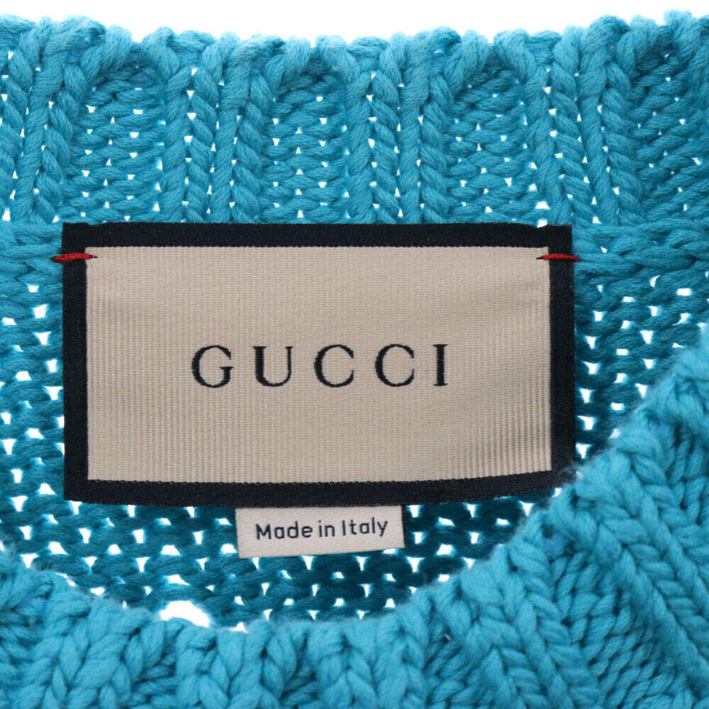 GUCCI Gucci 23AW animal color cable knitted sweater blue 736019 XKC2K