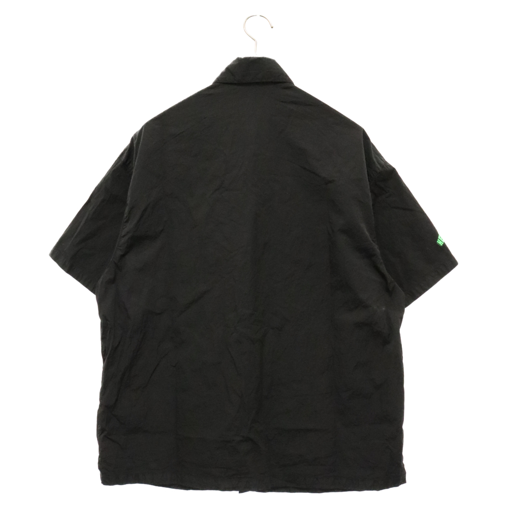 HERON PRESTON ヘロンプレストン Blouse Black Short Sleeve Shirt ボクシーフィット シャツ ロゴ パッチポケット HMGA012S20876006_画像2