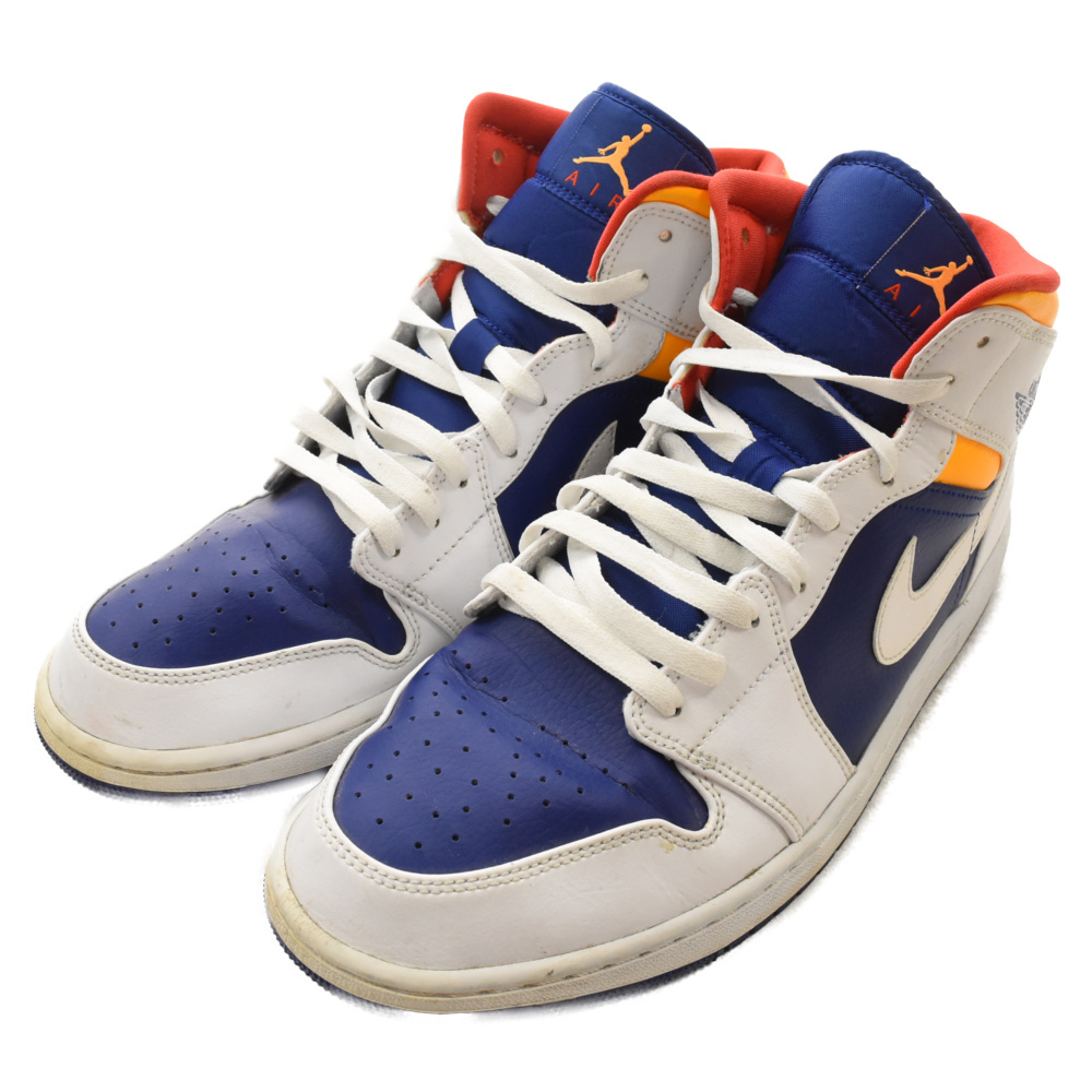 NIKE ナイキ AIR JORDAN 1 MID エアジョーダン1 ミッドカットスニーカー ホワイト/ブルー/イエロー 554724-131 US12/30cm_画像3