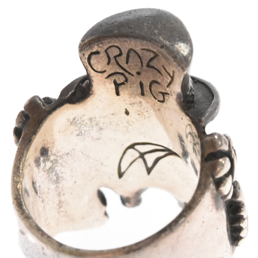 CRAZY PIG Crazy Pig MASCOT SKULL RING mascot Skull silver ring 