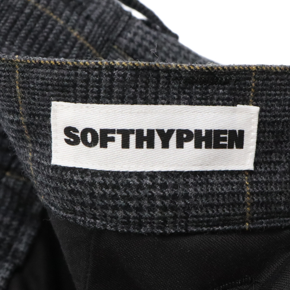 SOFTHYPHEN ソフトハイフン WOOL CHECK WIDE TROUSERS ウールチェック トラウザーズパンツ グレー MGMFP221127_画像5