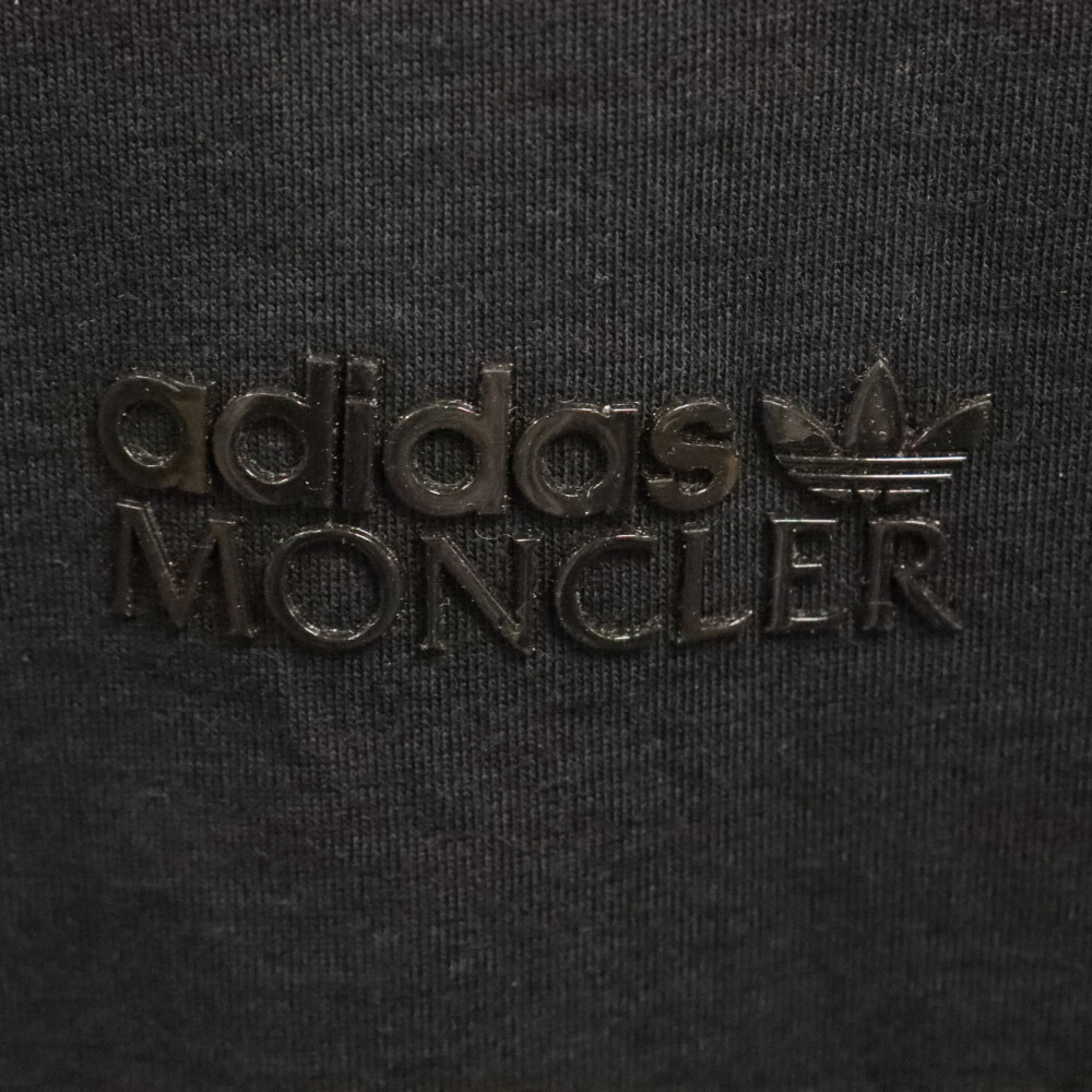 MONCLER モンクレール×adidas ラバーロゴプリント半袖Tシャツ クルーネックカットソー ブラック/レッド I209S8C00001_画像5