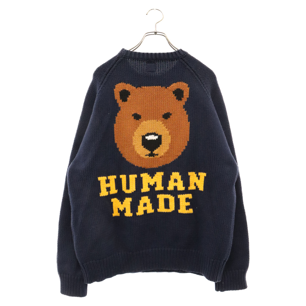 HUMAN MADE ヒューマンメイド BEAR RAGLAN KNIT SWEATER ベアーラグランニットセーター ネイビー_画像2