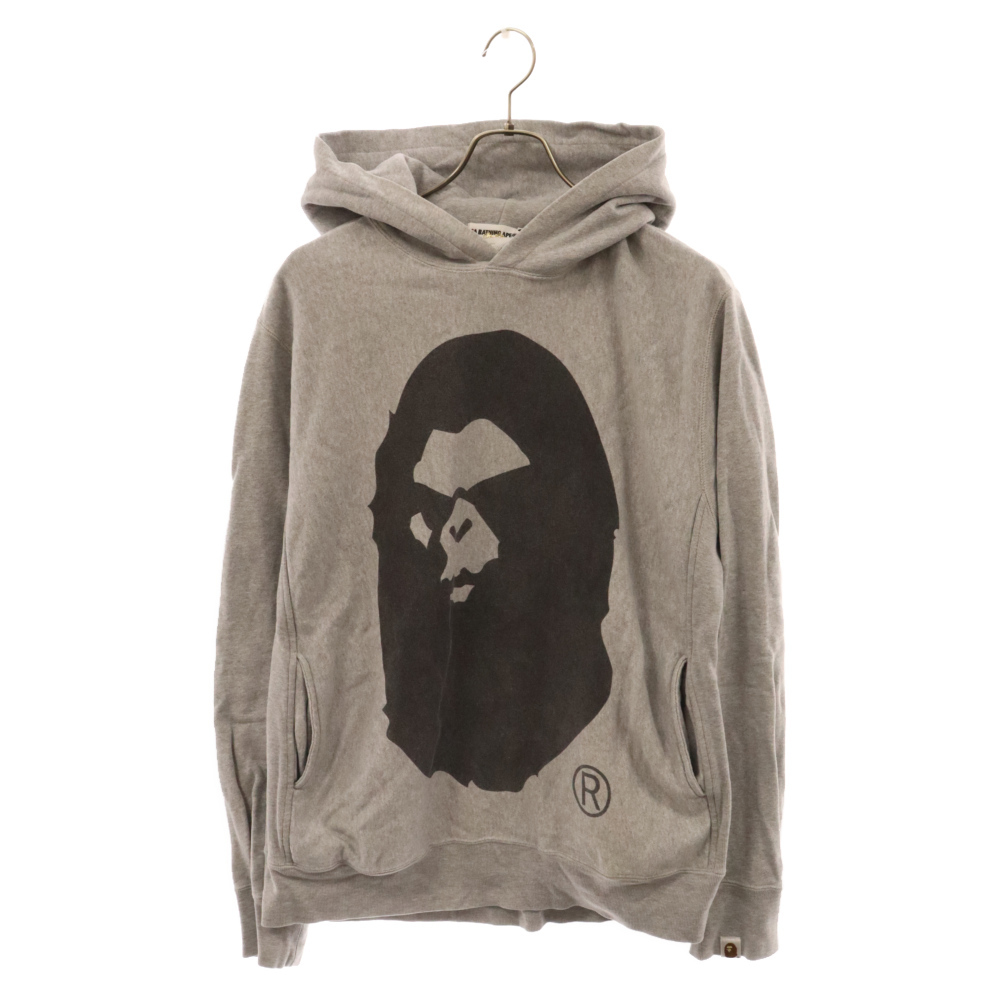 A BATHING APE アベイシングエイプ マイロマッドフェイス フロントプリント スウェットプルオーバー パーカー グレー_画像1