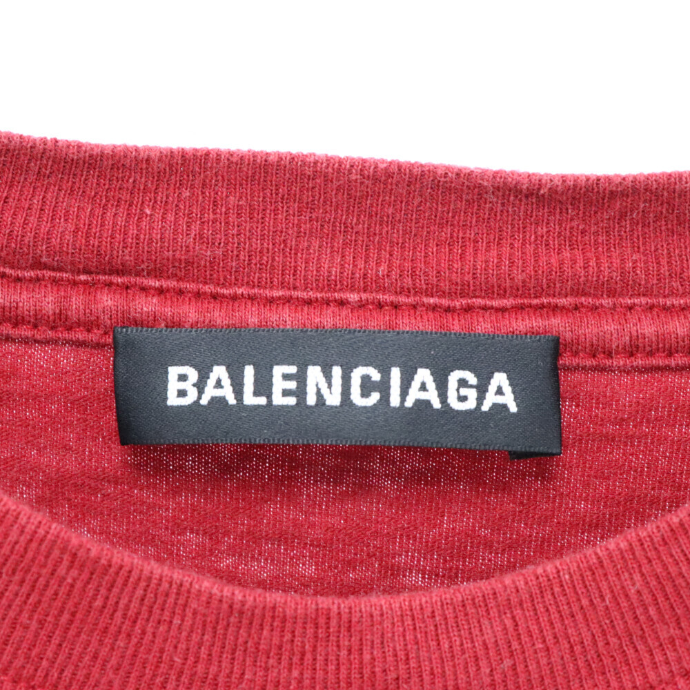 BALENCIAGA バレンシアガ 19SS フロントロゴ ロゴプリントオーバーサイズTシャツ クルーネックカットソー 半袖Tシャツ 556150 TCV25 レッド_画像6