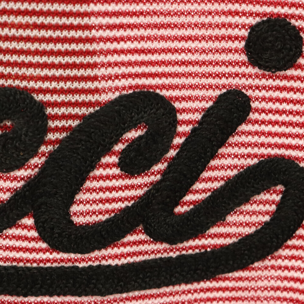 GUCCI グッチ 194510 X3262 ロゴ刺繍ボーダー半袖Tシャツカットソー レッド_画像5