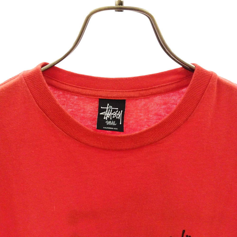 STUSSY ステューシー 両面ロゴプリント 半袖Tシャツ レッド_画像3