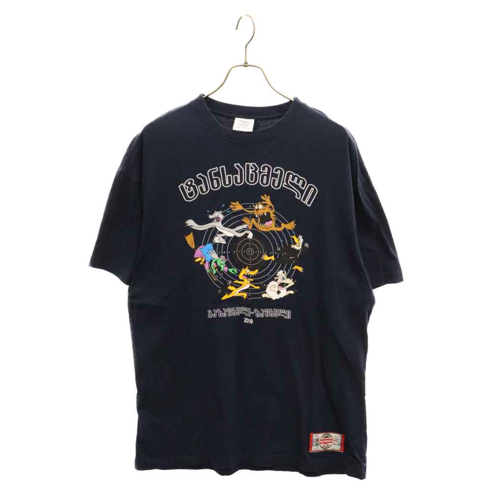 VETEMENTS ヴェトモン 19SS Cartoon Print Tee USS197070 カートゥンプリント半袖Tシャツ カットソー ネイビー_画像1