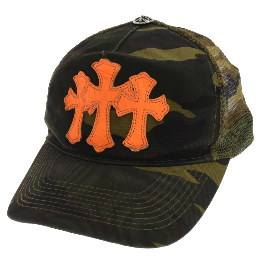 CHROME HEARTS クロムハーツ CEMETERY TRUCKER CAP セメタリークロスパッチトラッカーキャップ 帽子 オレンジ/カモ_画像1