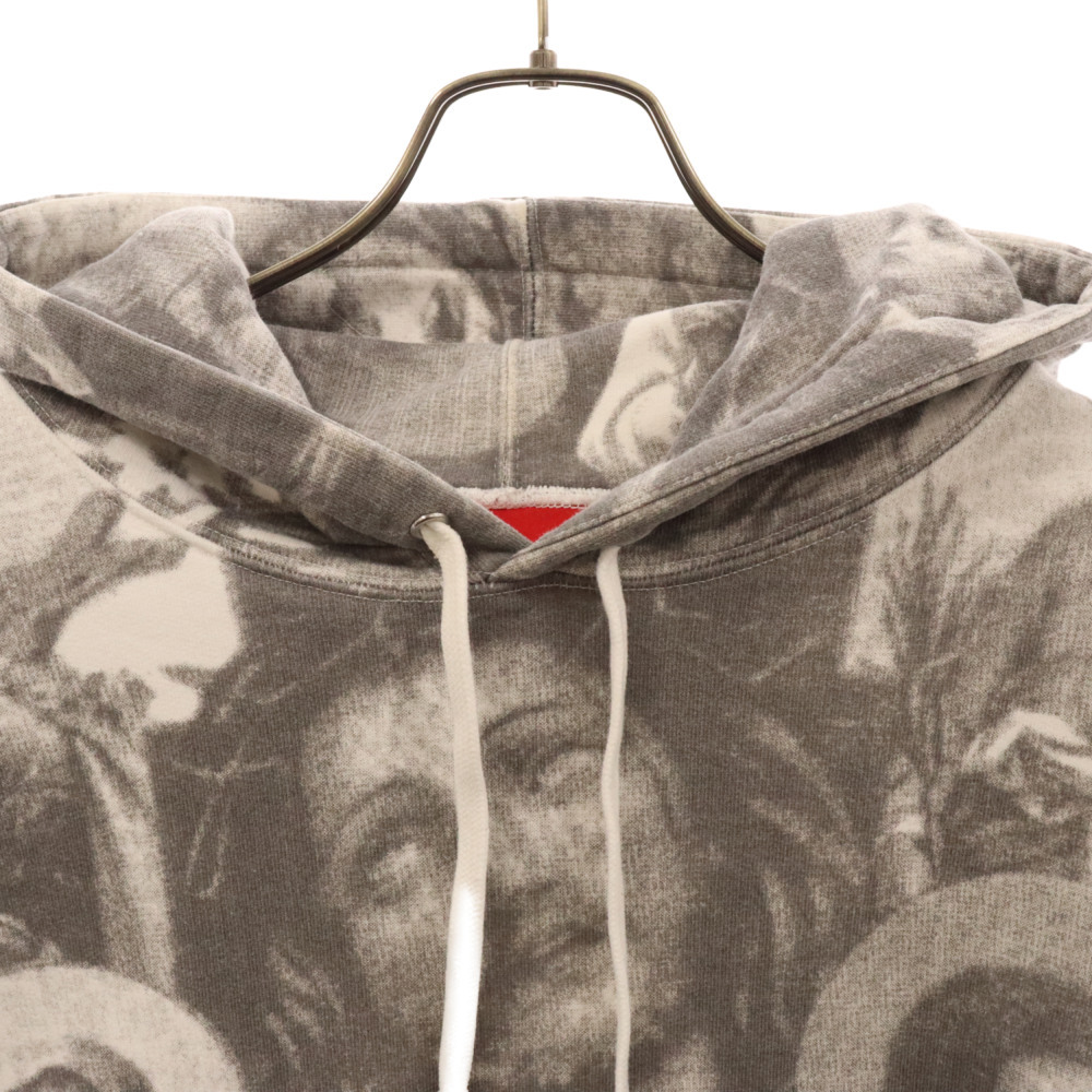 SUPREME シュプリーム 18AW Jesus and Mary Hooded Sweatshirt ジーザスアンドマリア総柄プリントスウェットパーカー フーディ グレー_画像3