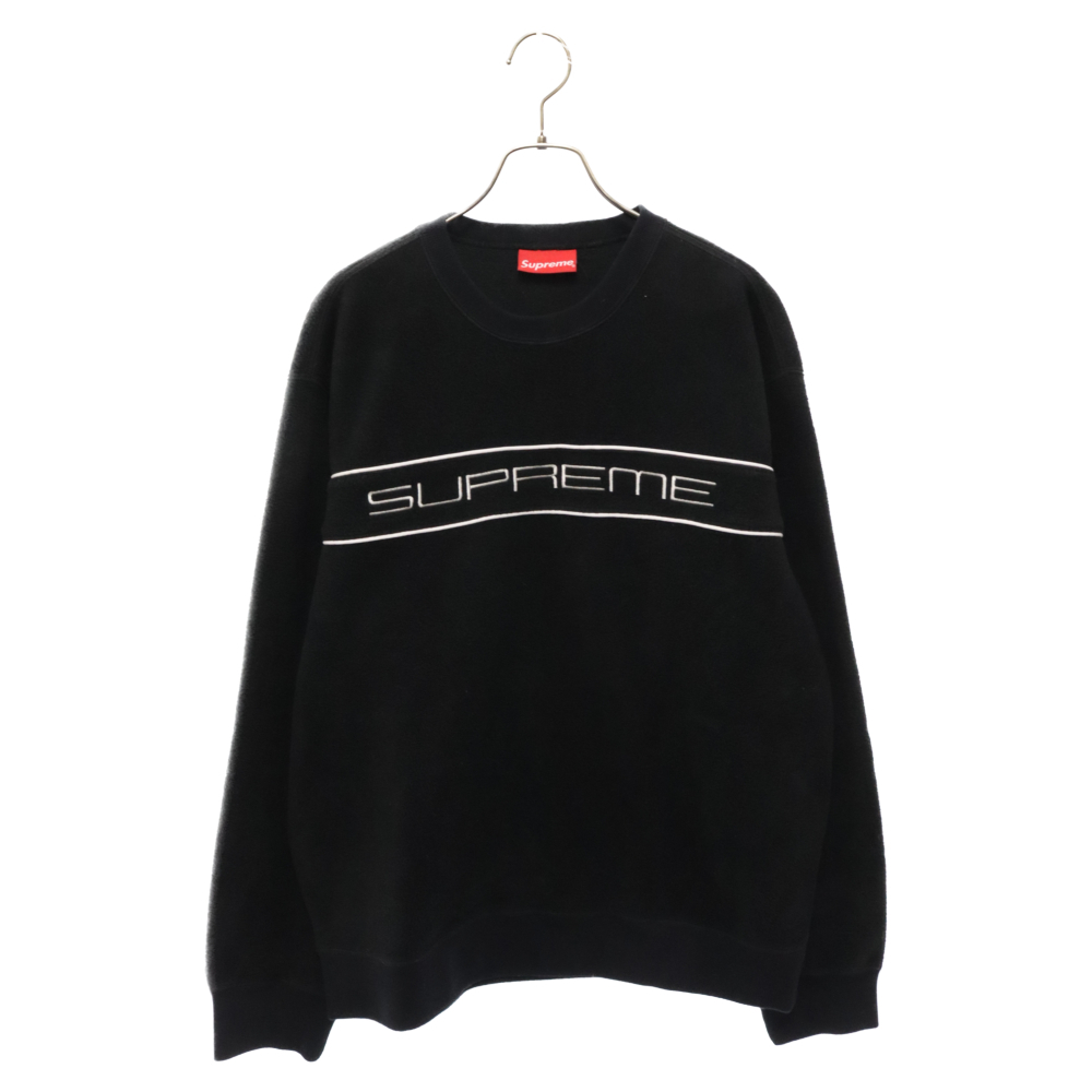 SUPREME シュプリーム 19AW Polartec Crewneck ポーラテック クルーネックフリースプルオーバーパートレーナー ブラック_画像1