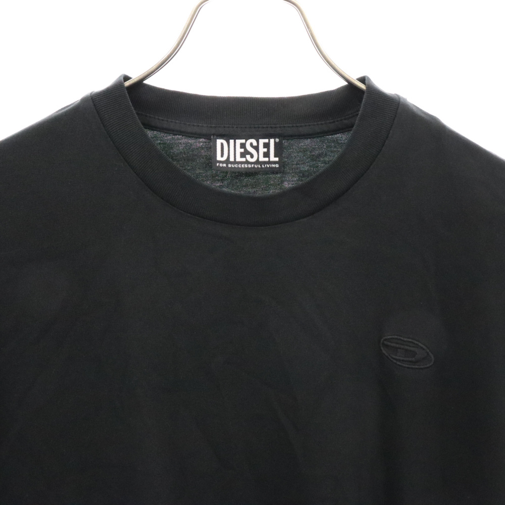 DIESEL ディーゼル D-ROLLETTE-LS ルーレット ロゴ刺繍 クルーネック 長袖Tシャツ ワンピース ブラック A08485 レディース_画像3