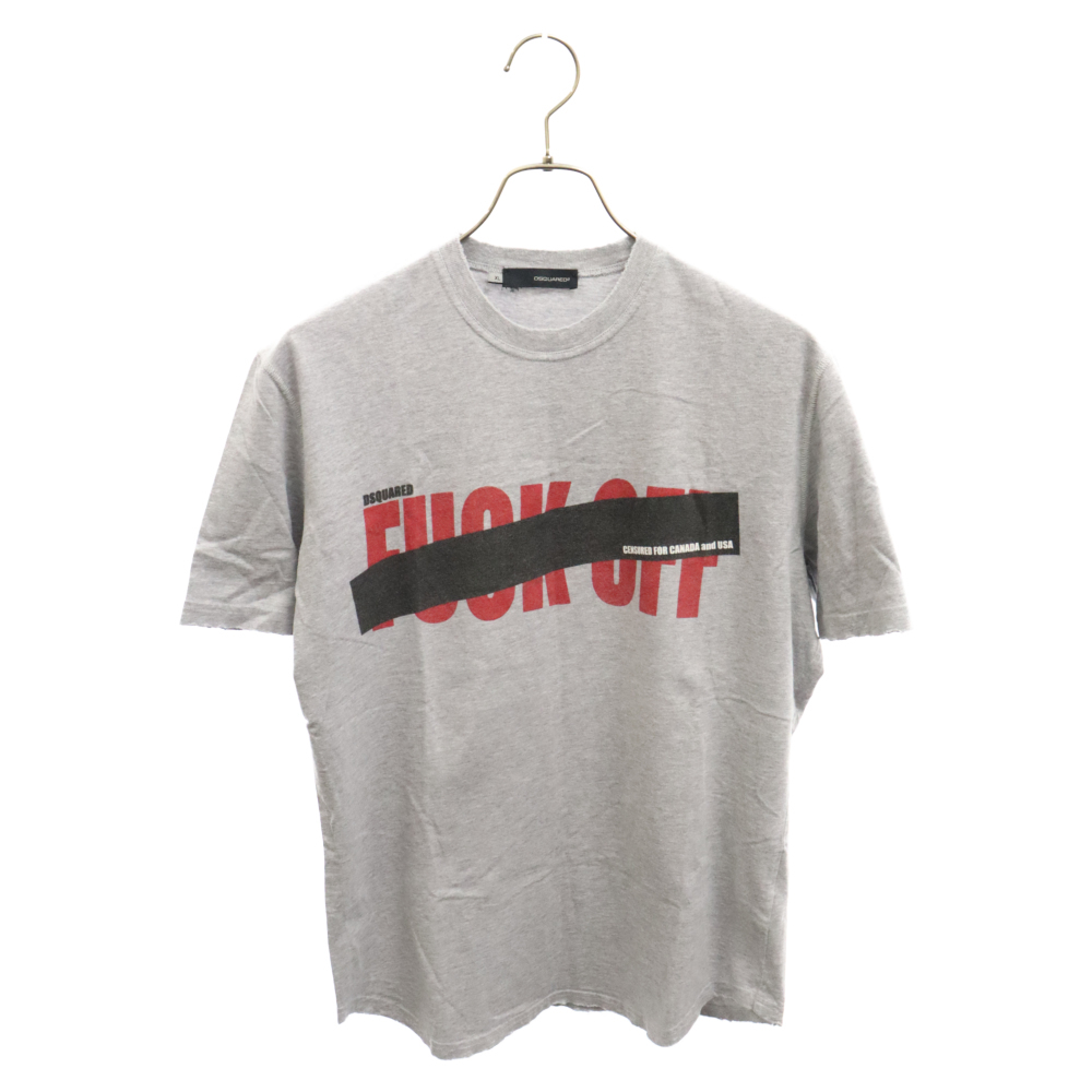 DSQUARED2 ディースクエアード 07SS FUCKOUTフロントプリントクルーネック半袖Tシャツ グレー 71XM351_画像1