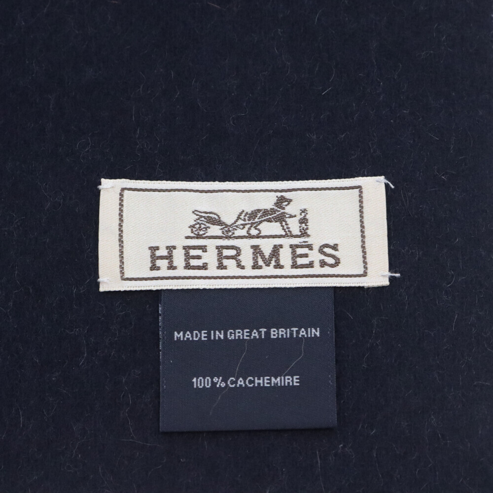 HERMES エルメス ECHARPE COLLEGE ロゴ刺繍 カシミヤ リバーシブル マフラー マルチカラー_画像6