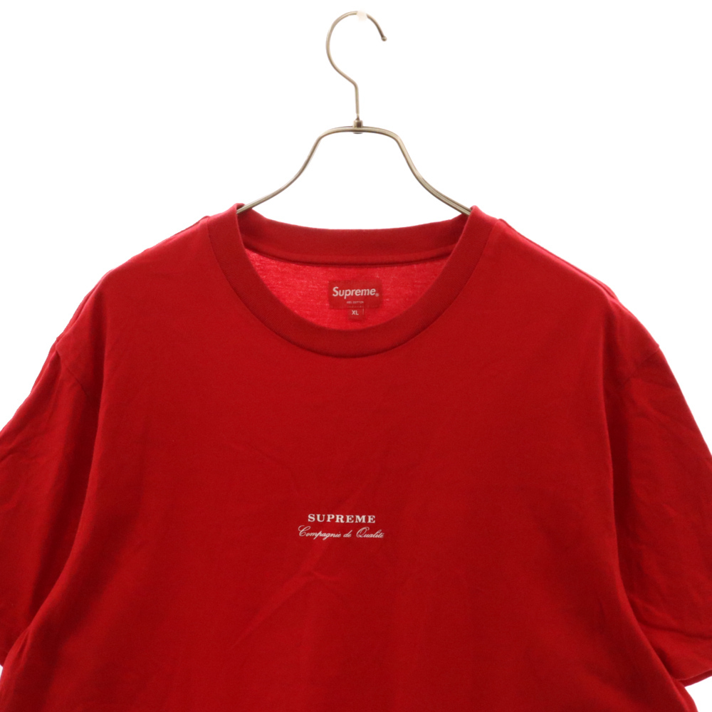 SUPREME シュプリーム 19SS Qualite Tee カリテロゴプリント クルーネック カットソー 半袖Tシャツ レッド_画像3