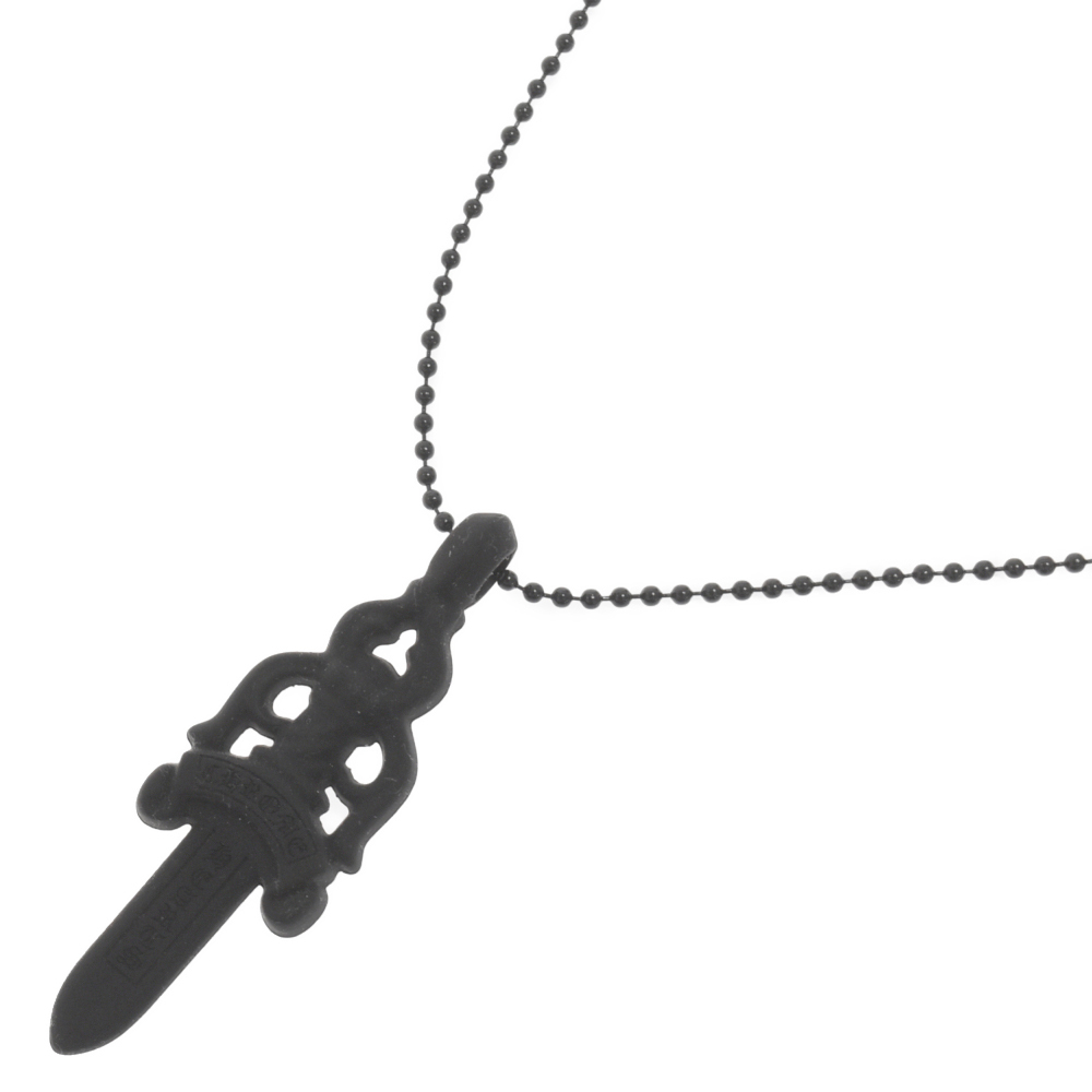 CHROME HEARTS クロムハーツ CH DAGGER PENDANT シリコンラバー CHダガーペンダント ネックレス ボールチェーン ブラック_画像1